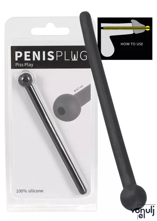 YOU2TOYS húgycső tágító Penis Plug Piss Play Black - fekete színben, fetish-szerepjátékokhoz, vibráció nélküli, szilikon (11,8 cm)