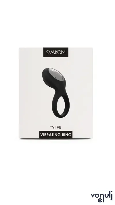 SVAKOM péniszgyűrű Tyler Black - fekete színben, vibrációs funkcióval, vízálló, akkumulátoros