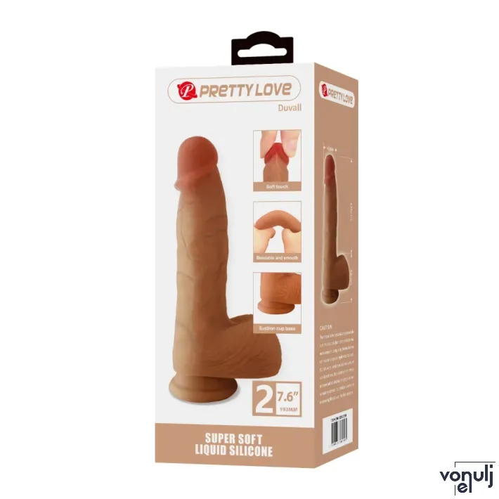 Élethű műpénisz Pretty Love Duvall 19,3 cm - vízálló, 7.6"