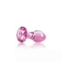 NS NOVELTIES fenékdugó Crystal Gem Pink - üveg, rózsaszín színben, drágakő alakú talppal, vízálló (8.9 cm)