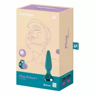SATISFYER fenékdugó Plug-ilicious 1 Petrol - türkiz színben, vibrátoros, okos, vízálló, akkumulátoros, ingyenes applikációval