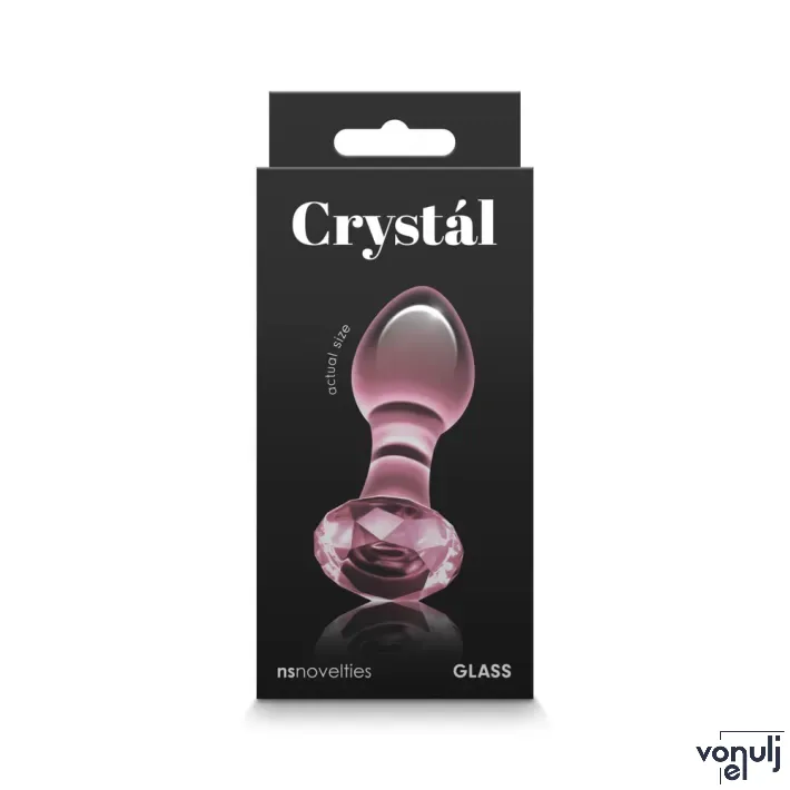 NS NOVELTIES fenékdugó Crystal Gem Pink - üveg, rózsaszín színben, drágakő alakú talppal, vízálló (8.9 cm)