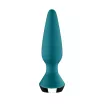 SATISFYER fenékdugó Plug-ilicious 1 Petrol - türkiz színben, vibrátoros, okos, vízálló, akkumulátoros, ingyenes applikációval