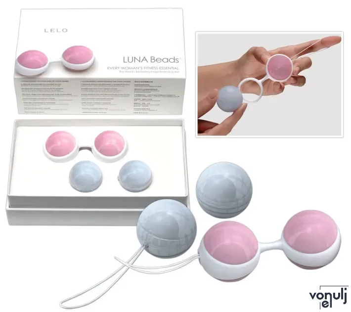 LELO gésagolyó Luna Beads Mini - 2 különböző méretű, eltérő színű, vízálló