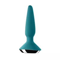 SATISFYER fenékdugó Plug-ilicious 1 Petrol - türkiz színben, vibrátoros, okos, vízálló, akkumulátoros, ingyenes applikációval