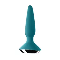 SATISFYER fenékdugó Plug-ilicious 1 Petrol - türkiz színben, vibrátoros, okos, vízálló, akkumulátoros, ingyenes applikációval