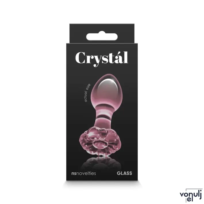 NS NOVELTIES fenékdugó Crystal Flower Pink - üveg, rózsaszín színben, virágos talppal, vízálló (.8.9 cm)