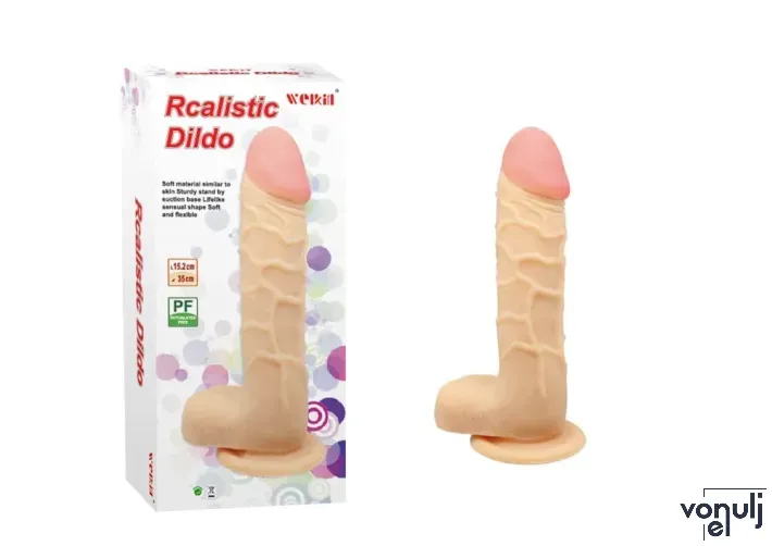 CHARMLY TOY élethű dildó Charmly Realistic Dildo 6" Flesh - realisztikus, közepes méretű,testszínű, letapasztható, herés, vízálló, TPE(15, 2 cm)
