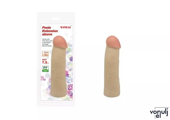CHARMLY TOY péniszköpeny Charmly Penis Extension Sleeve 8,5" No. 2. - realisztikus, testszínű, vízálló, 22 cm