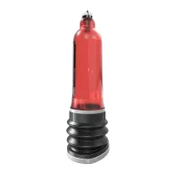 BATHMATE péniszpumpa Hydromax 9 Red - áttetsző piros színben, 18-23cm méretű péniszhez, vízzel kombinált vákuumos hatással, extra szívóerővel, vízálló