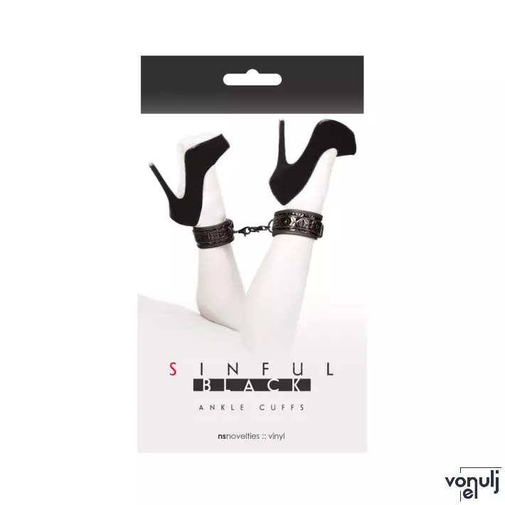 NS NOVELTIES kötöző Sinful Ankle Cuffs - fekete színben, bokára helyezhető