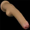 LOVETOY élethű dildó 11" NATURE COCK PLATINUM - nagy méretű, teljes méretű herékkel, kétrétegű, hosszított, letapasztható, szilikon (28cm)