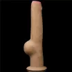 LOVETOY élethű dildó 11" NATURE COCK PLATINUM - nagy méretű, teljes méretű herékkel, kétrétegű, hosszított, letapasztható, szilikon (28cm)