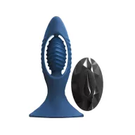RENEGADE fenékdugó V2 Blue - kék színben, vibrátoros, letapasztható, távirányítóval, akkumulátoros