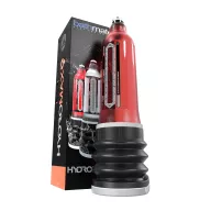 BATHMATE péniszpumpa Hydromax 9 Red - áttetsző piros színben, 18-23cm méretű péniszhez, vízzel kombinált vákuumos hatással, extra szívóerővel, vízálló