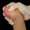 LOVETOY élethű dildó 11" NATURE COCK PLATINUM - nagy méretű, teljes méretű herékkel, kétrétegű, hosszított, letapasztható, szilikon (28cm)