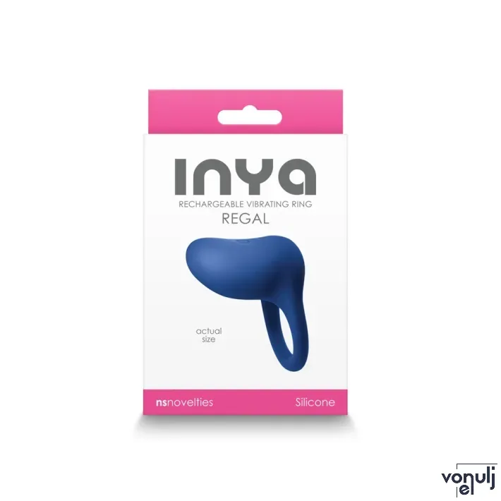 INYA péniszgyűrű Regal Blue - királykék színben, vibrációs funkcióval, vízálló, akkumulátoros
