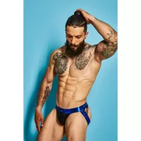 CUT4MEN erotikus férfi alsó Desire Jockstrap BlueLeatherette L - kék-fekete színben, L méretben