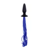 NS NOVELTIES fenékdugó Unicorn Tails Blue - kék és fekete színben, unicornis farokkal, 10,5 cm fenékdugóval, vízálló, szilikon