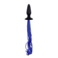 NS NOVELTIES fenékdugó Unicorn Tails Blue - kék és fekete színben, unicornis farokkal, 10,5 cm fenékdugóval, vízálló, szilikon