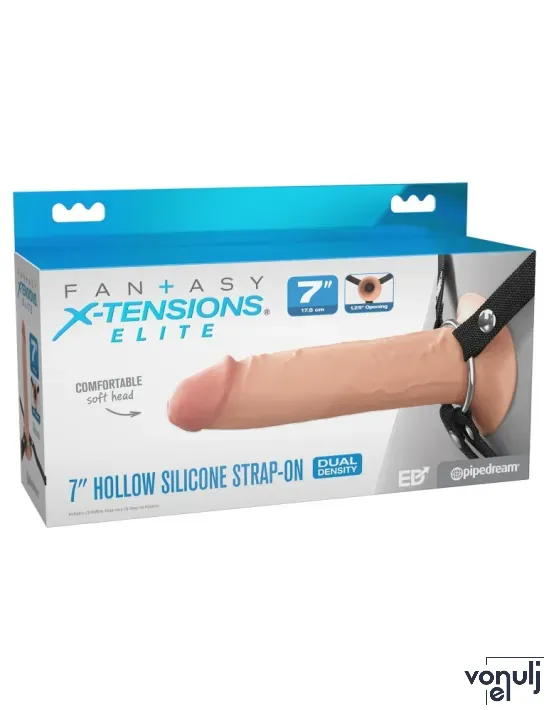 Strapon dildó hámmal Pipedream 7" Dual Density - vízálló, (17,8 cm)