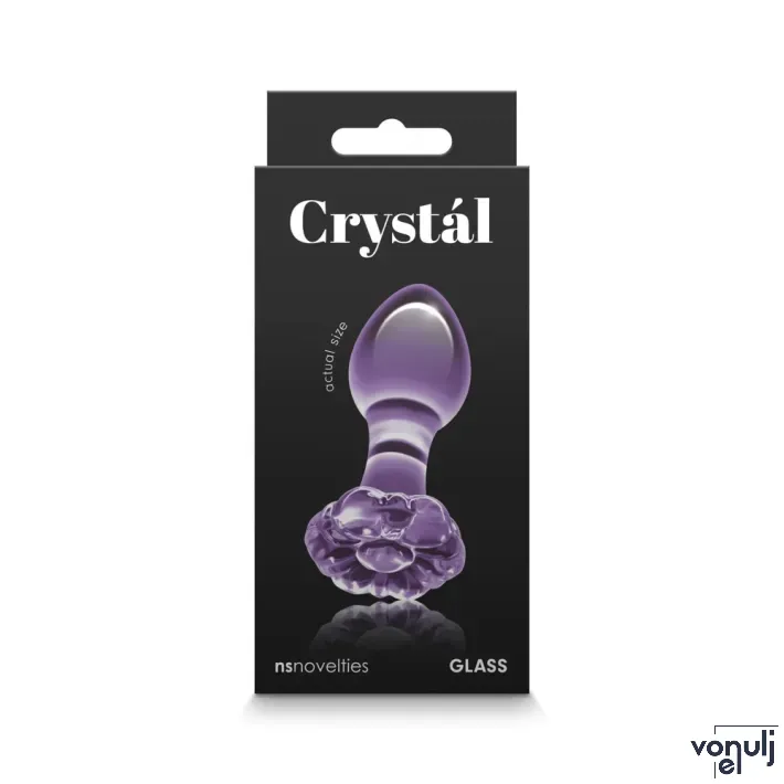 NS NOVELTIES fenékdugó Crystal Flower Purple - üveg, lila színben, virágos talppal, vízálló, (8.9 cm)
