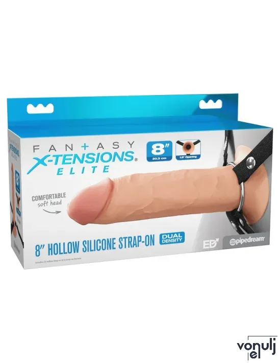 Strapon dildó hámmal Pipedream 8" Dual Density - vízálló, (21,6 cm)