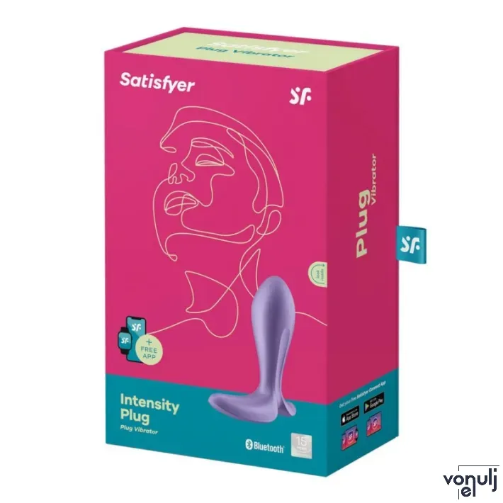 SATISFYER fenékdugó Intensity Plug Purple - lila színben, vibrációs funkcióval, ingyenes applikációval, vízálló, akkumulátoros