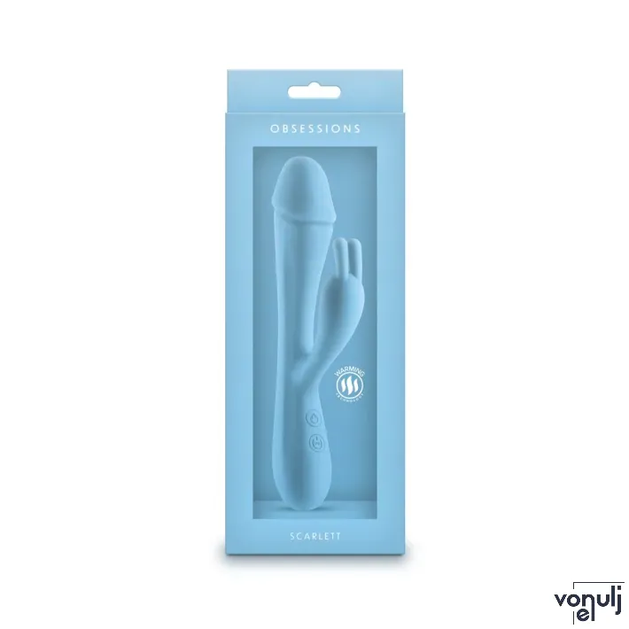 NS NOVELTIES csiklóizgatós vibrátor Obsessions Scarlett Light Blue - vízálló,melegítős,akkumulátoros