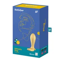 SATISFYER fenékdugó Intensity Plug Gold - arany színben, vibrációs funkcióval, ingyenes applikációval, vízálló, akkumulátoros