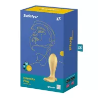 SATISFYER fenékdugó Intensity Plug Gold - arany színben, vibrációs funkcióval, ingyenes applikációval, vízálló, akkumulátoros