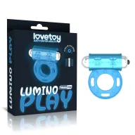 LOVETOY péniszgyűrű Lumino Play Vibrating Penis Ring - kék színben világító, vibrációs funkcióval, vízálló, elemes