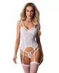 Szexi harisnyatartós fűző Obsessive Arrowel White L/XL