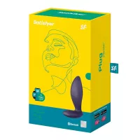 SATISFYER fenékdugó Power Plug - lila színben, vibrációs funkcióval, ingyenes applikációval, vízálló, akkumulátoros