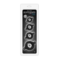 RENEGADE péniszgyűrű szett Vitality Rings Black - fekete színben, 4 különböző méretű, vízálló, vibráció nélküli