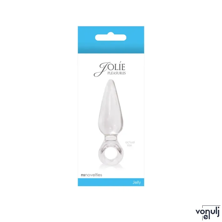 NS NOVELTIES fenékdugó Jolie Pleasures Mini Clear -  áttetsző, fogógyűrűs, vízálló, TPE, 9 cm