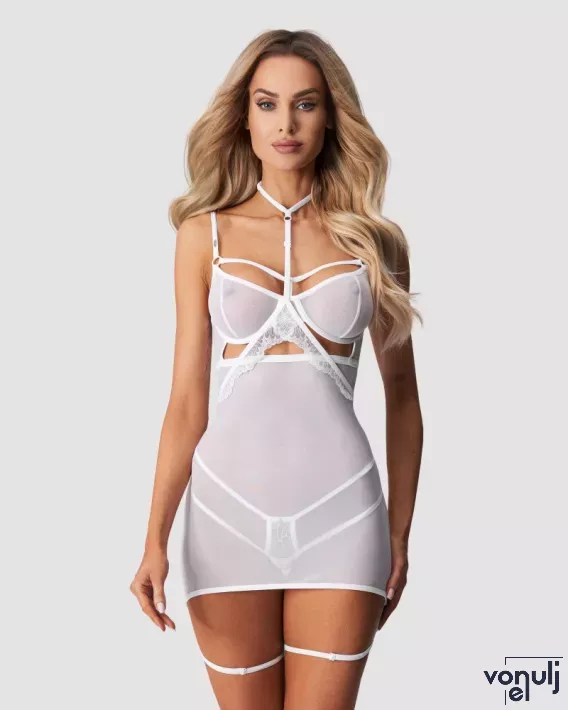 Szexi hálóing Obsessive Arrowel White L/XL