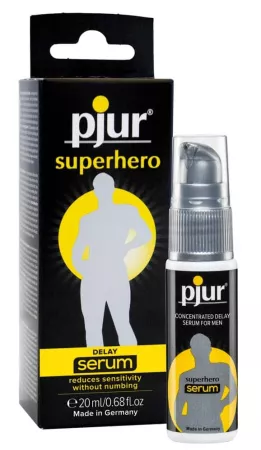 PJUR késleltető szérum Superhero Delay Serum For Men 20 ml - férfiaknak, illat- és ízmentes, ápoló hatással, latex óvszerhez is
