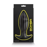 RENEGADE fenékdugó Bomba Black Medium - fekete színben, stimuláló felszínnel, M méretben, vízálló (15,6 cm)