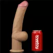LOVETOY élethű dildó 12" NATURE COCK PLATINUM - nagy méretű, teljes méretű herékkel, kétrétegű, hosszított, letapasztható, szilikon (30 cm)