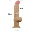 LOVETOY élethű dildó 12" NATURE COCK PLATINUM - nagy méretű, teljes méretű herékkel, kétrétegű, hosszított, letapasztható, szilikon (30 cm)