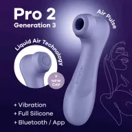SATISFYER léghullámos csiklóizgató Pro 2 Generation 3 with Liquid Air - lila színben, ingyenes applikációval, rezgő funkcióval, vízálló, akkumulátoros