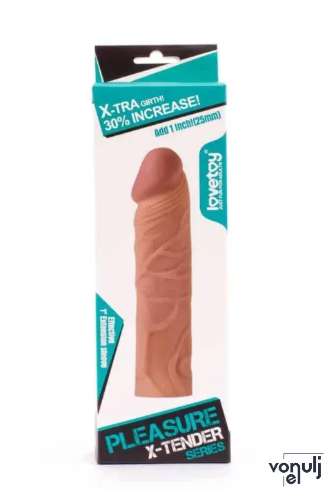 LOVETOY péniszköpeny Pleasure X-Tender Penis Sleeve 2 - realisztikus, testszínű, vízálló, (17 cm)