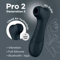 SATISFYER léghullámos csiklóizgató Pro 2 Generation 3 with Liquid Air - fekete színben,ingyenes applikációval,rezgő funkcióval,vízálló,akkumulátoros