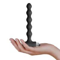 ROCKS-OFF análbot Pearls Black - fekete színben, vibrátoros, vízálló, elemes, 17 cm
