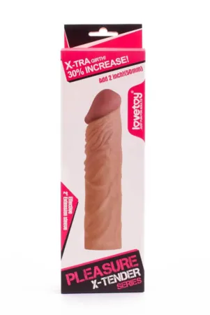 LOVETOY péniszköpeny Pleasure X-Tender Penis Sleeve 3 - realisztikus, testszínű, vízálló, (18,5 cm)