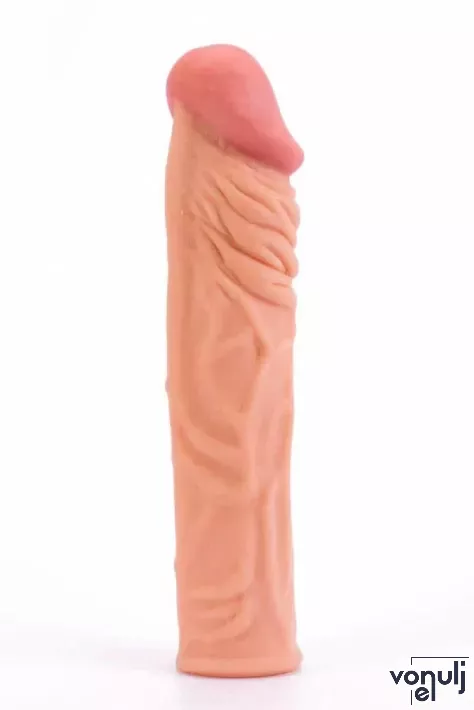 LOVETOY péniszköpeny Pleasure X-Tender Penis Sleeve 3 - realisztikus, testszínű, vízálló, (18,5 cm)