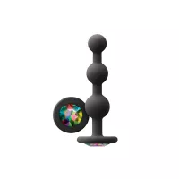 NS NOVELTIES análbot Glams Ripple Rainbow Gem Black - fekete színben, 3 eltérő méretű golyóval, vízálló, 11 cm