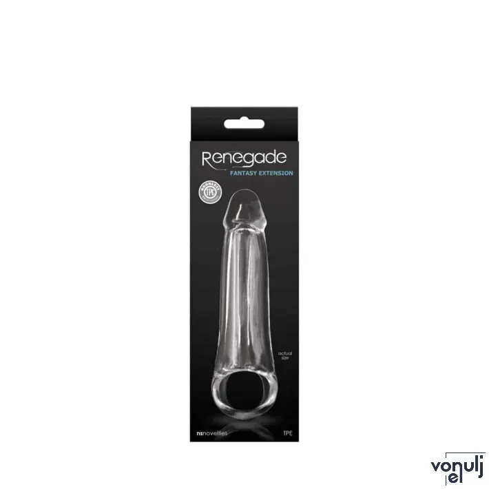 RENEGADE péniszköpeny Fantasy Extension SM Clear - áttetsző, vízálló, (17 cm)