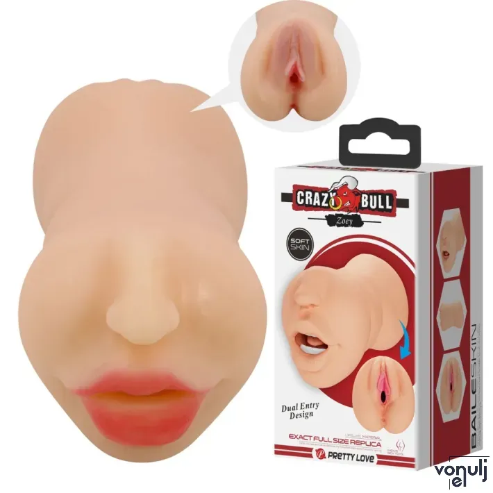 Műpunci és műszáj maszturbátor Crazy Bull Zoey Flesh - vízálló